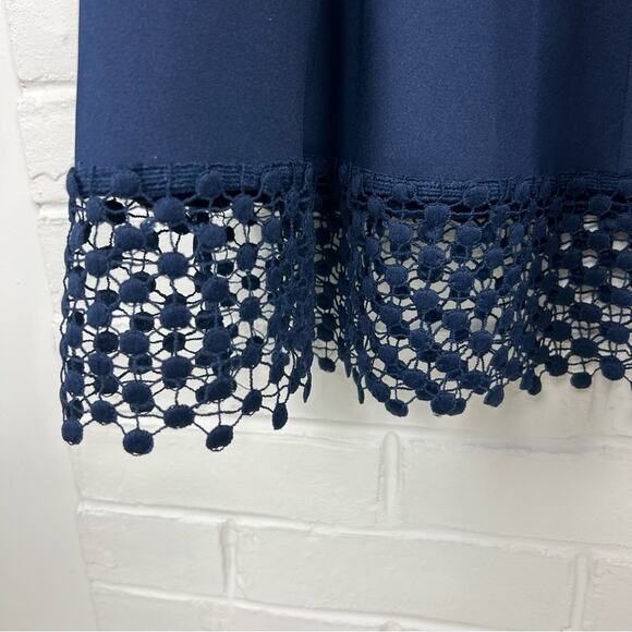 Donna Ricco New York Navy Scuba Mesh Trim Dress Size 16 - Picture 4 of 8